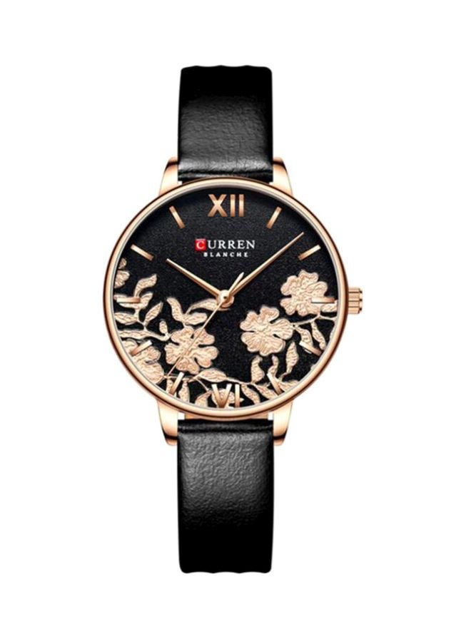 CURREN Women's Leather Analog Wrist Watch 9065 - 32 mm - Black  - Image 1