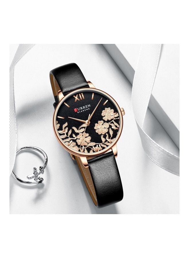 CURREN Women's Leather Analog Wrist Watch 9065 - 32 mm - Black  - Image 2