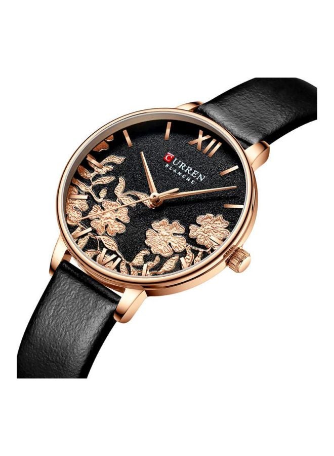 CURREN Women's Leather Analog Wrist Watch 9065 - 32 mm - Black  - Image 3