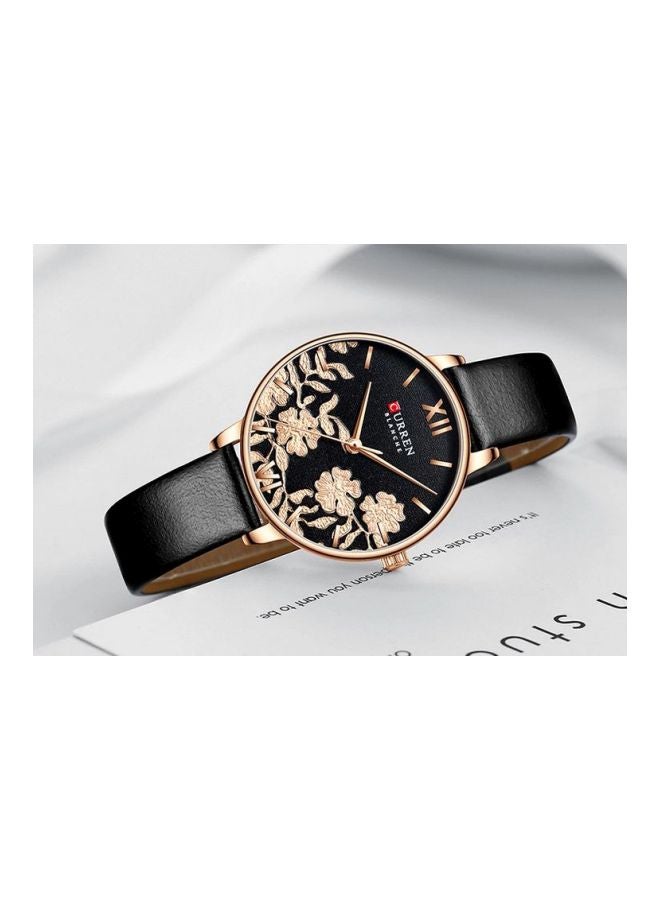CURREN Women's Leather Analog Wrist Watch 9065 - 32 mm - Black  - Image 4