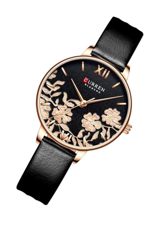 CURREN Women's Leather Analog Wrist Watch 9065 - 32 mm - Black  - Image 5