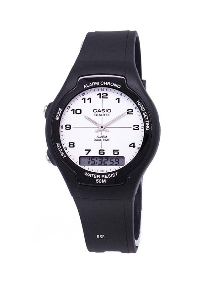 CASIO Women's Rubber Analog & Digital Wrist Watch AW-90H-7BVDF - 39 mm - Black  - Image 1