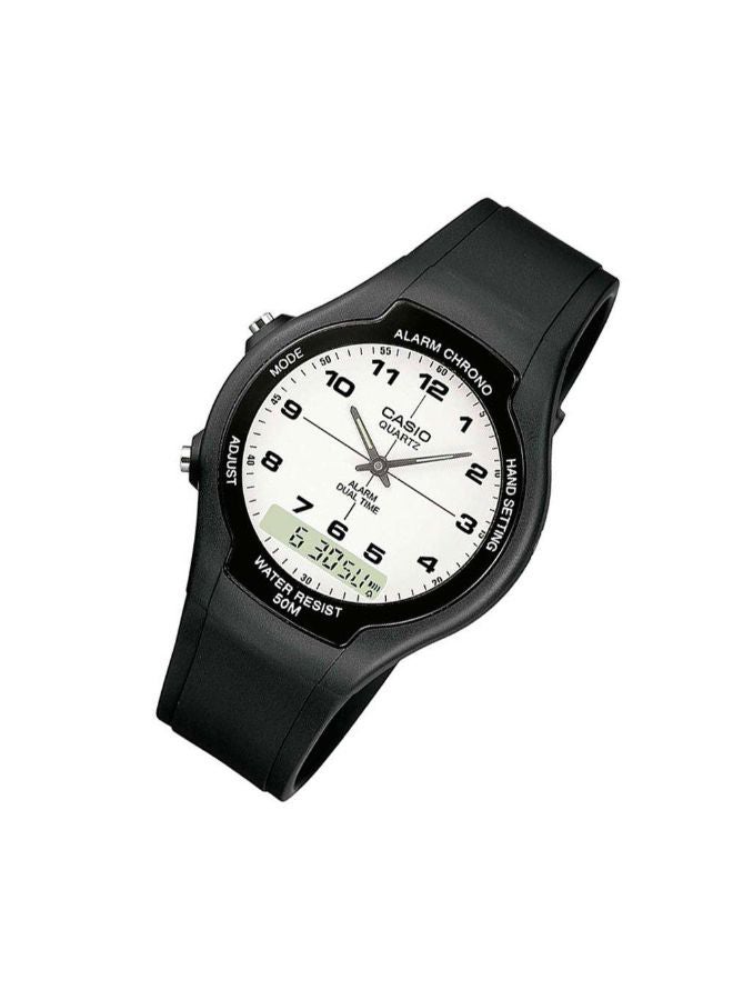 CASIO Women's Rubber Analog & Digital Wrist Watch AW-90H-7BVDF - 39 mm - Black  - Image 4