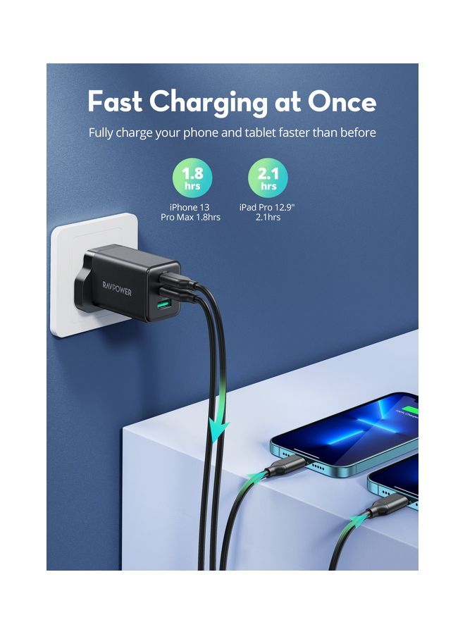 RAVPOWER - Rp-Pc172 Pd 65W Wall Charger Black - Image 1
