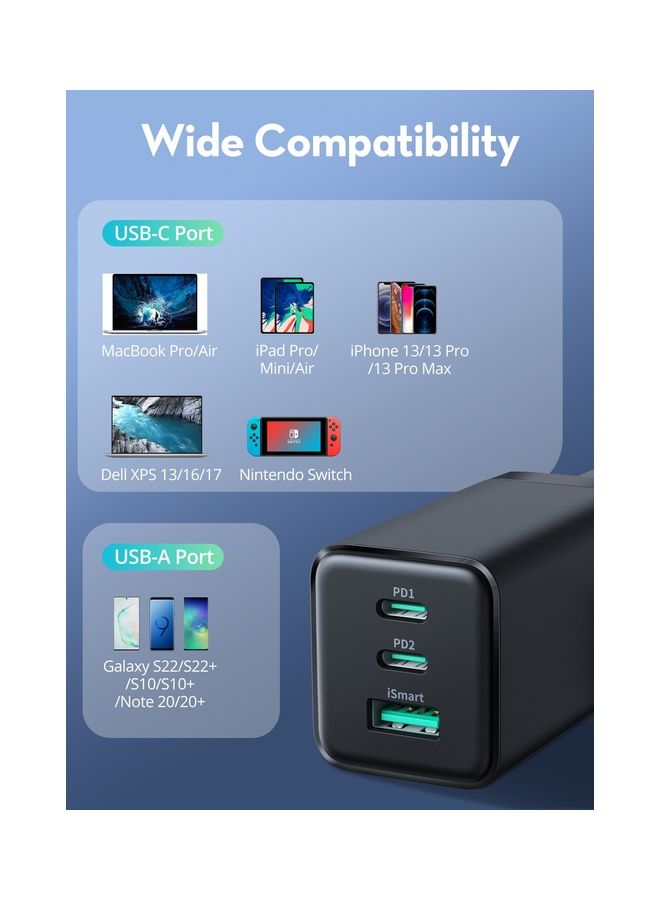 RAVPOWER - Rp-Pc172 Pd 65W Wall Charger Black - Image 1