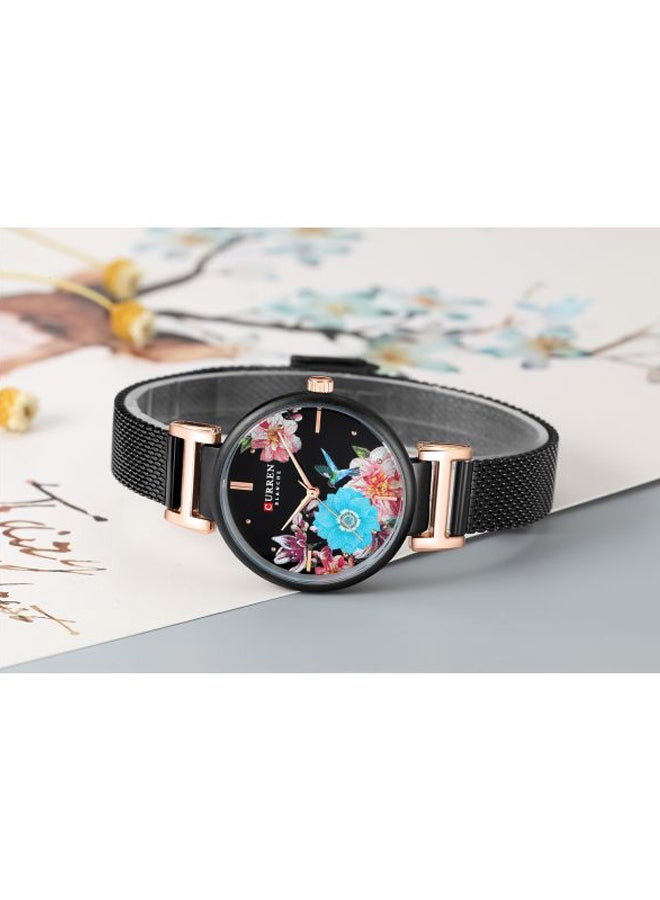 كارين ساعة يد بعقارب وسوار من الإستانلس ستيل طراز 9053 - قياس 30 مم - لون أسود للنساء - Image 3