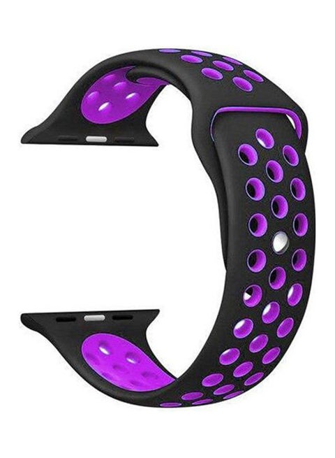 Sport Silicone Breathable Hole Replacement Strap For Apple Watch Bracelet 42Mm Black/Purple