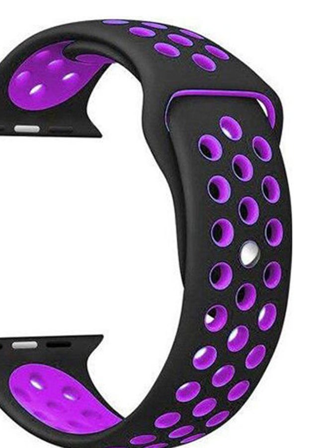 Generic - Sport Silicone Breathable Hole Replacement Strap For Apple Watch Bracelet 42Mm Black/Purple - Image 1