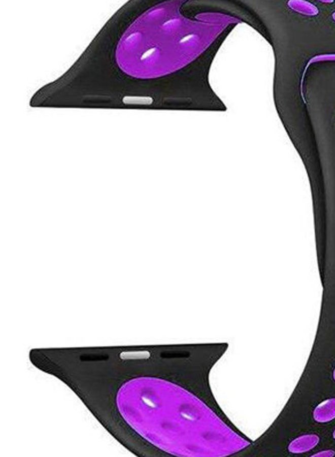 Generic - Sport Silicone Breathable Hole Replacement Strap For Apple Watch Bracelet 42Mm Black/Purple - Image 1