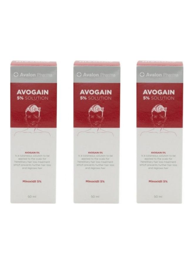 Avalon Pharma - Pack Of 3 Avogain 5% Minoxidil Solution Clear 50ml - Image 1