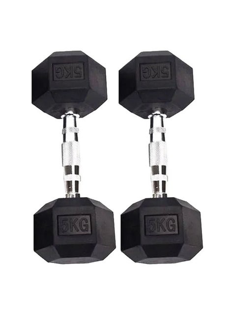 Set Of 2 Rubber Dumbbells 5kg