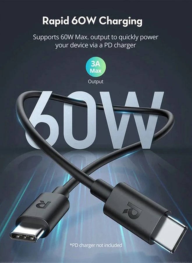 راف باور سلك راف باور من تايب سي الى تايب سي 2 متر بقوة 60 واط - اسود أسود - Image 2