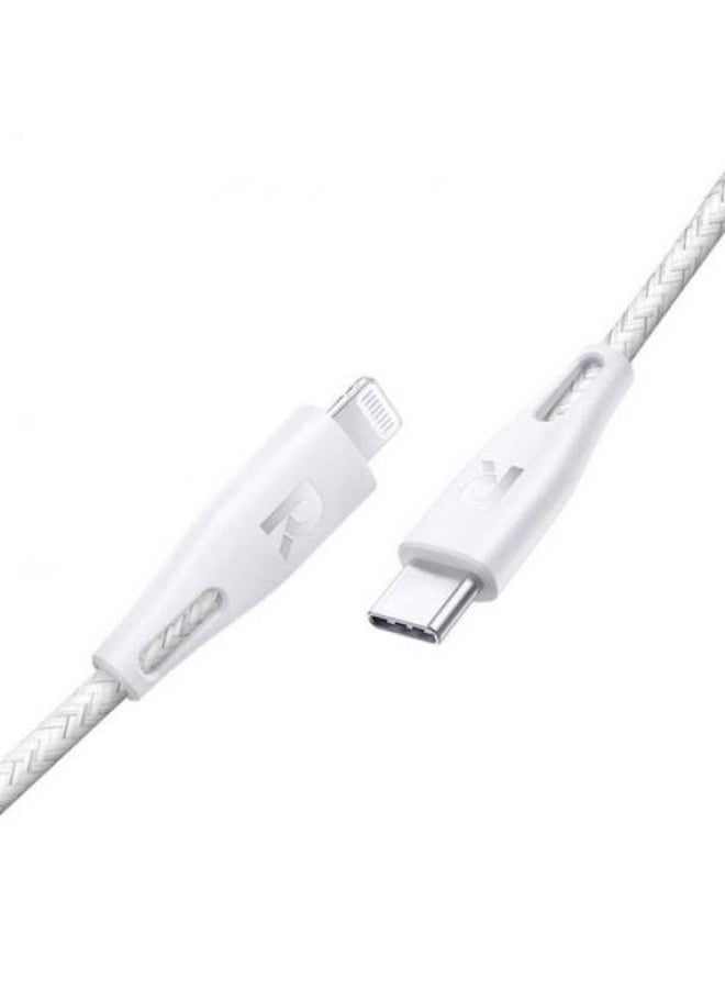 RAVPOWER MFi Certified Nylon TypeC To Lightning Charging Cable 12M White  - Image 2