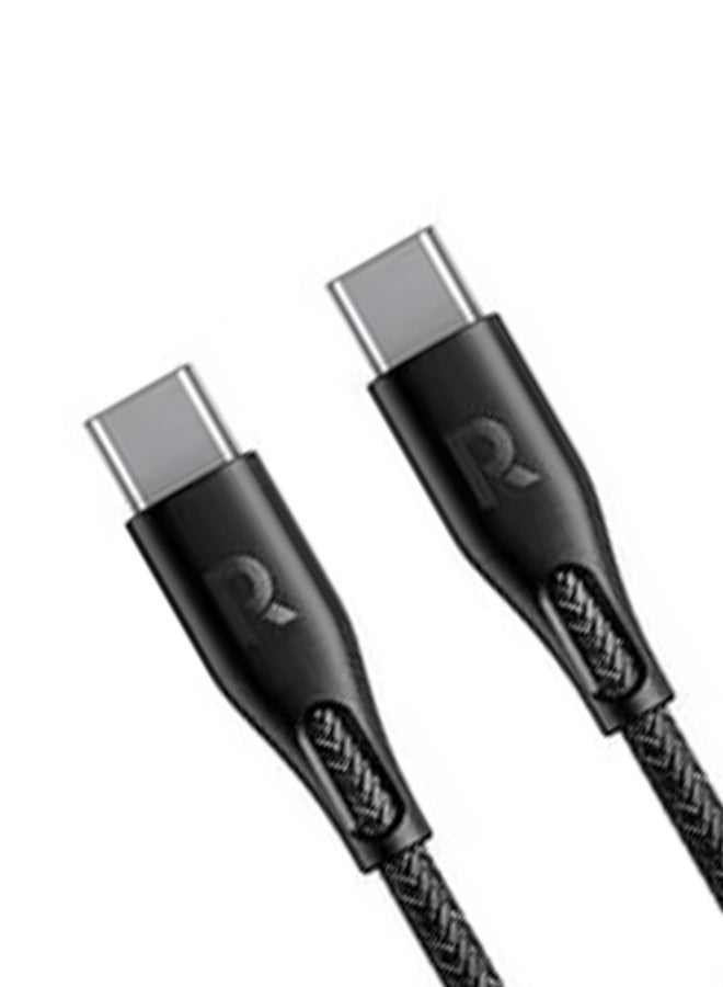 RAVPOWER - Nylon Braid Type-C To Type-C Fast Charging Cable 60W 1.2M Black - Image 1