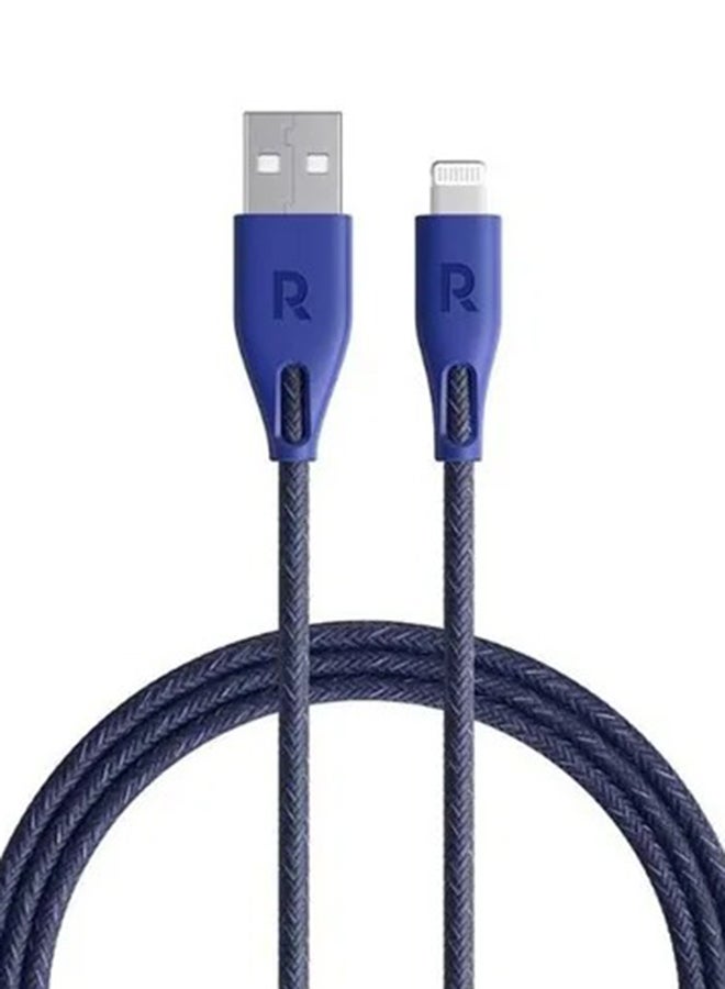 RAVPOWER MFi Certified USBA To Lightning Charging Cable 1.2M Blue - Image 1