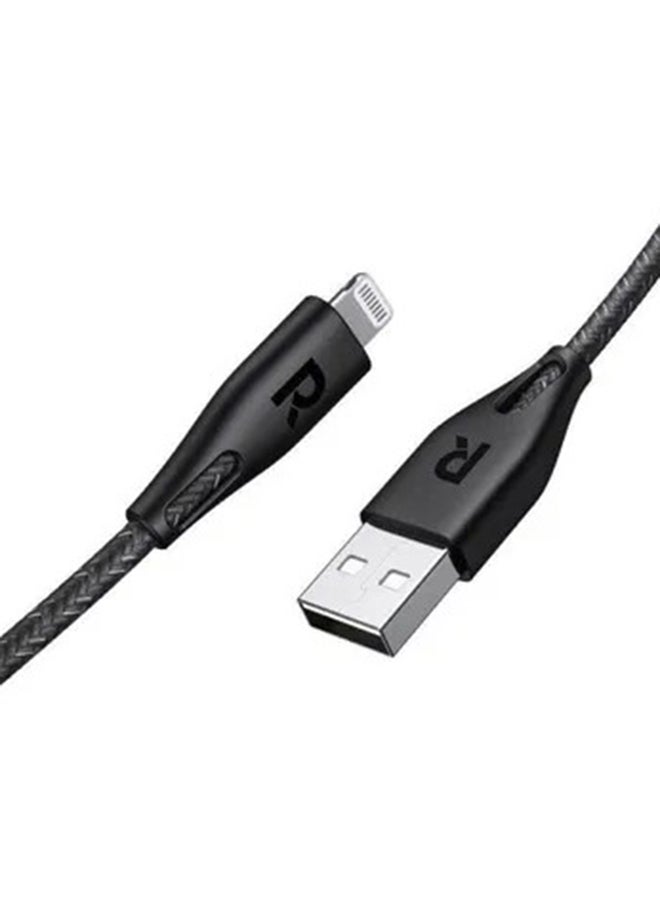 RAVPOWER - MFi Certified Nylon USBA To Lightning Cable 3M Black - Image 1