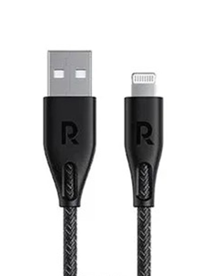 RAVPOWER - MFi Certified Nylon USBA To Lightning Cable 3M Black - Image 1