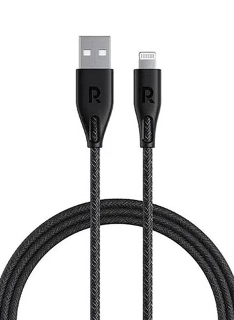 MFi Certified Nylon USBA To Lightning Cable 3M Black