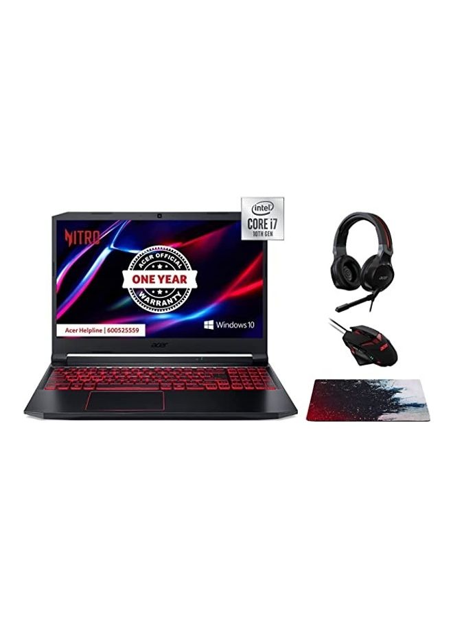 أيسر Nitro 5 An515 Gaming Notebook With 15.6-Inch Display, Core I7-10750H Processor/16GB RAM/1TBSSD/4GB Nvidia Geforce Gtx 1650 Graphics Card + Gaming Headset+ Mouse And Pad English black  - Image 1