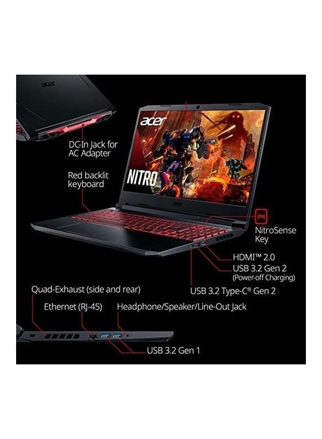 أيسر Nitro 5 An515 Gaming Notebook With 15.6-Inch Display, Core I7-10750H Processor/16GB RAM/1TBSSD/4GB Nvidia Geforce Gtx 1650 Graphics Card + Gaming Headset+ Mouse And Pad English black  - Image 3