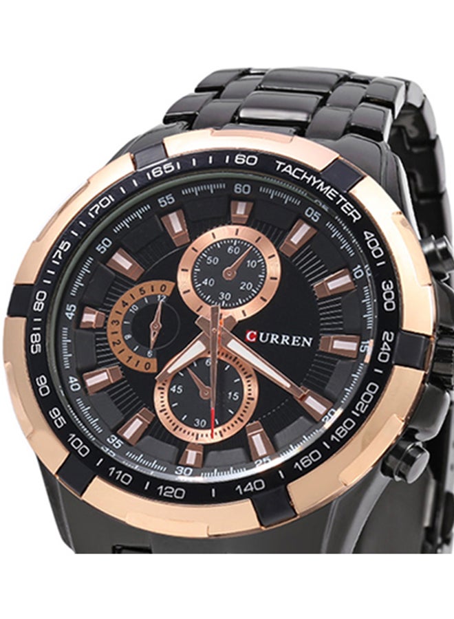 كارين ساعة يد كرونوغراف مقاومة للماء طراز 8023 - 42 مم - لون أسود للرجال - Image 5