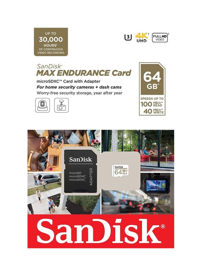 Sandisk MAX ENDURANCE microSDXC Card With Adapter For Home Security Cameras And Dash Cams 64 GB  - Image 5