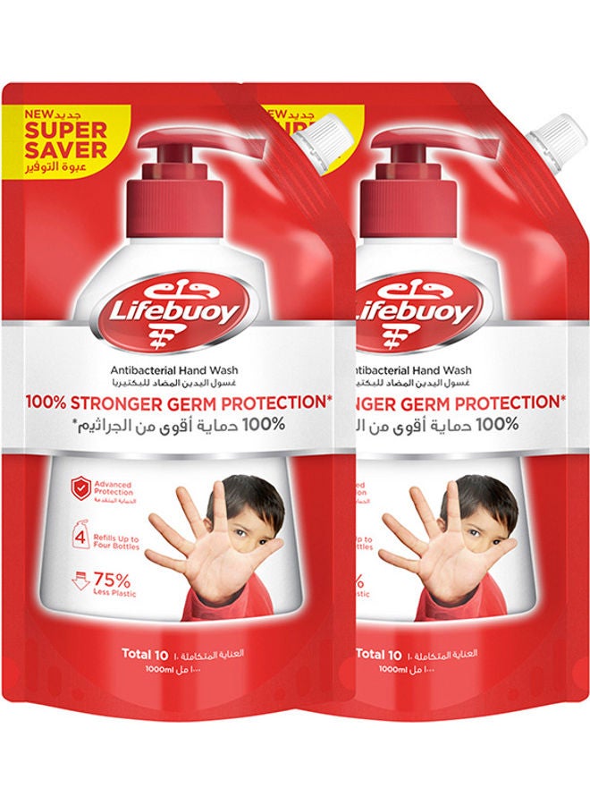 Lifebuoy Antibacterial Liquid Soap And Hand Wash Total 10 Refill Pouch Pack Of 2 Multicolour 1Liters - Image 1