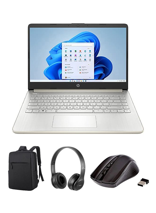 HP 2023 Newest 14 Laptop With 14-Inch Display, Core i7-1255U 12th Generation Processor/16GB RAM/1TB SSD/Intel Iris XE Graphics/Windows 11 With Laptop Bag + Wireless Mouse + BT Headphone English gold - Image 1