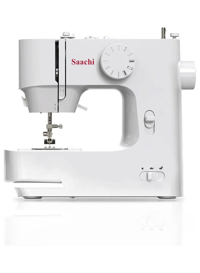 Saachi Portable Sewing Machine with LED Sewing Light, Rotating Hook, Reverse Sewing and 12 Built-in Stitches NL-SM-8101-WH white