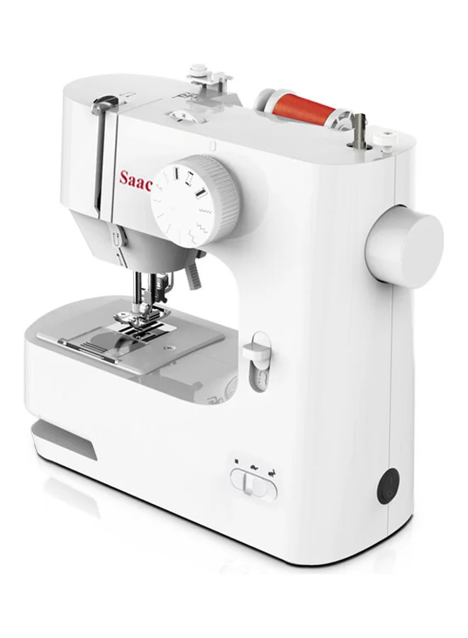 Saachi Portable Sewing Machine with LED Sewing Light, Rotating Hook, Reverse Sewing and 12 Built-in Stitches NL-SM-8101-WH white