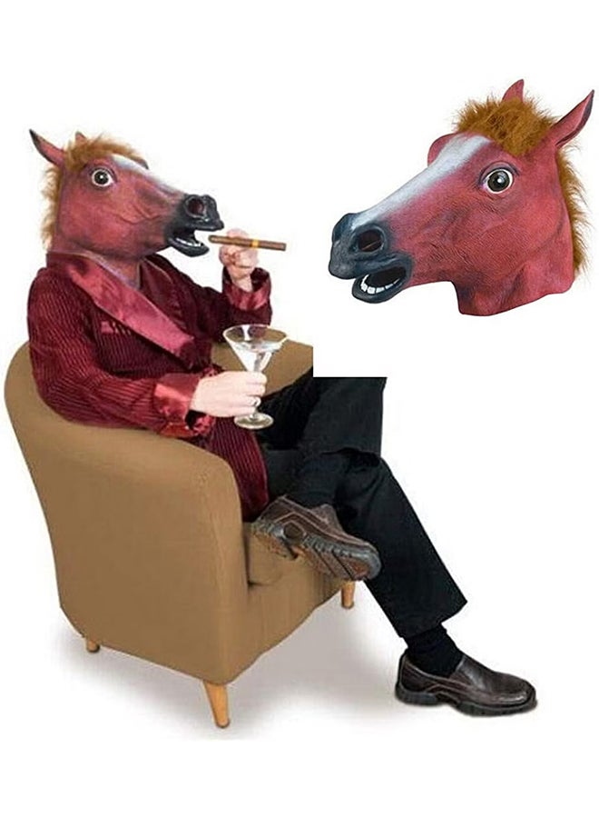 QiaoKai - Latex Realistic Fur Authentic Detail Entertaining Themed Party Horse Head Mask - Image 1