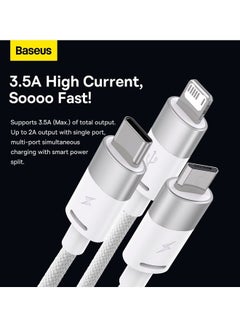 بيسوس كابل شحن متعدد 3 في 1، سلك شاحن USB مضفر من النايلون إلى Lightning وUSB-C لأجهزة متعددة، كابل شاحن سريع Apple &amp; Android لأجهزة iPhone 14/13/12/11/8/iPad Pro، Samsung Series 1.2M  - Image 4