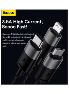 بيسوس كابل شحن متعدد 3 في 1، سلك USB مضفر من النايلون إلى Lightning وUSB-C متعدد الأجهزة لأجهزة متعددة كابل شاحن سريع Apple &amp; Android لأجهزة iPhone 14/13/12/11/8/iPad Pro، Samsung Series 1.2M  - Image 4