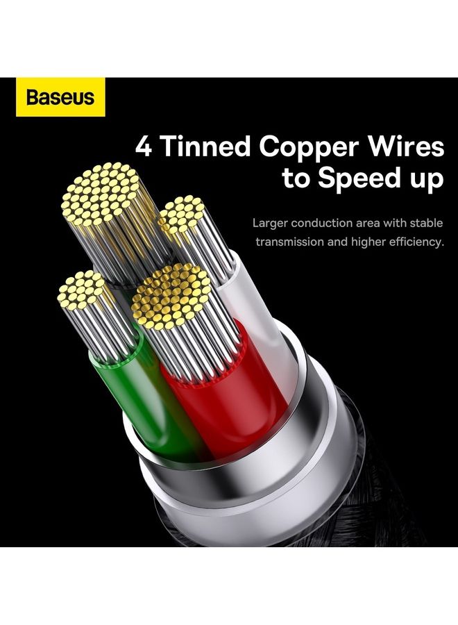 Baseus - 3 in 1 Multi Charging Cable, Nylon Braided USB to Lightning & USB-C Multi Charger Cord for Multiple Devices Apple & Android Fast Charger Cable for iPhone 14/13/12/11/8/iPad Pro, Samsung Series 1.2M Black - Image 1