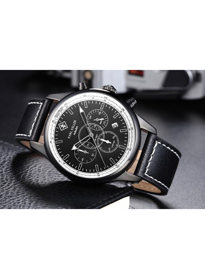 Men's Leather Chronograph Watch KKVI6405 - v1678883716/N19254415A_3