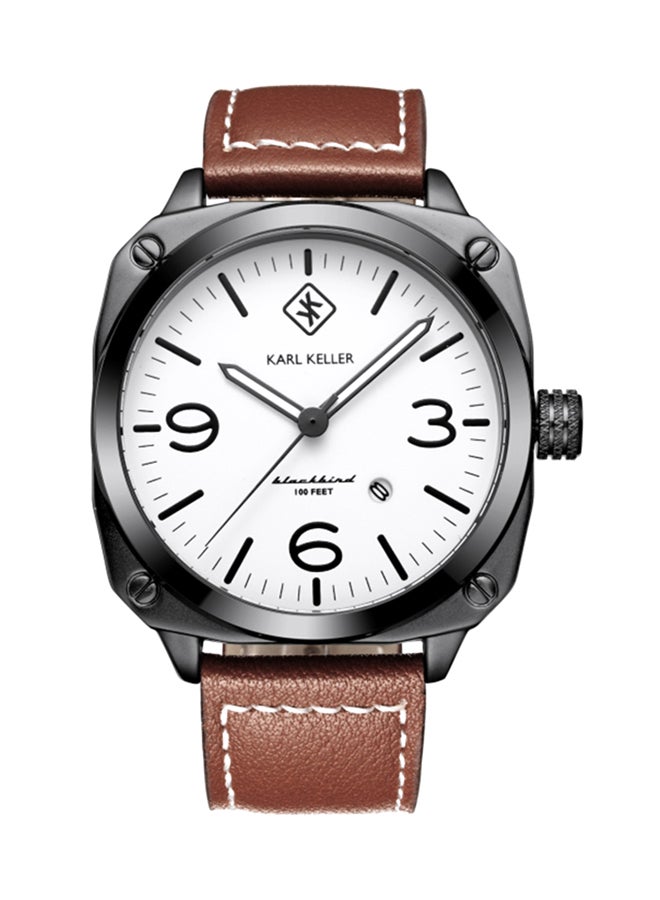 KARL KELLER Men's Leather Analog Watch KKAP9205 - 44 mm - Brown - Image 1