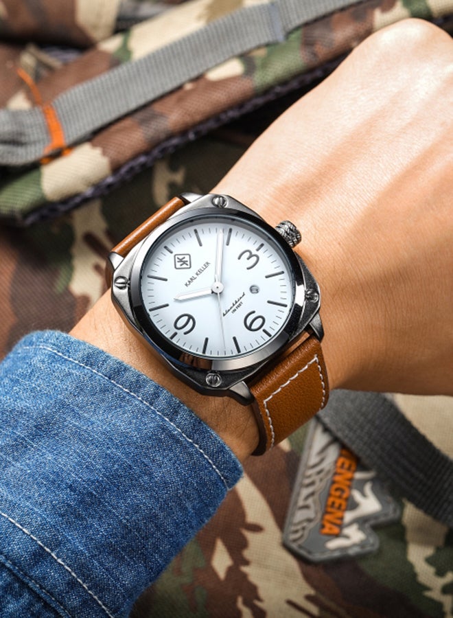 KARL KELLER Men's Leather Analog Watch KKAP9205 - 44 mm - Brown - Image 2