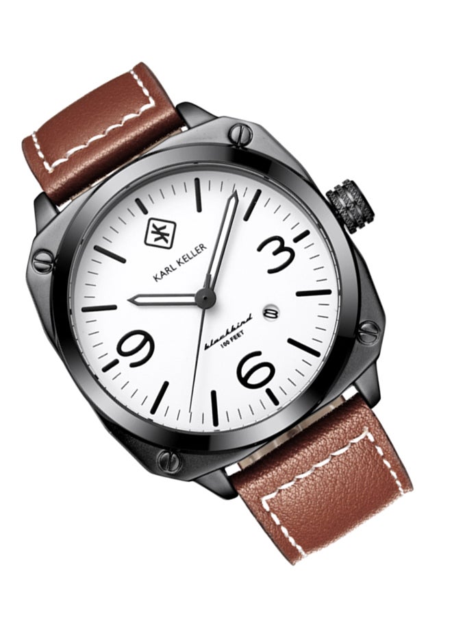 KARL KELLER Men's Leather Analog Watch KKAP9205 - 44 mm - Brown - Image 3