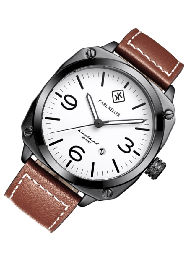 KARL KELLER Men's Leather Analog Watch KKAP9205 - 44 mm - Brown - Image 4