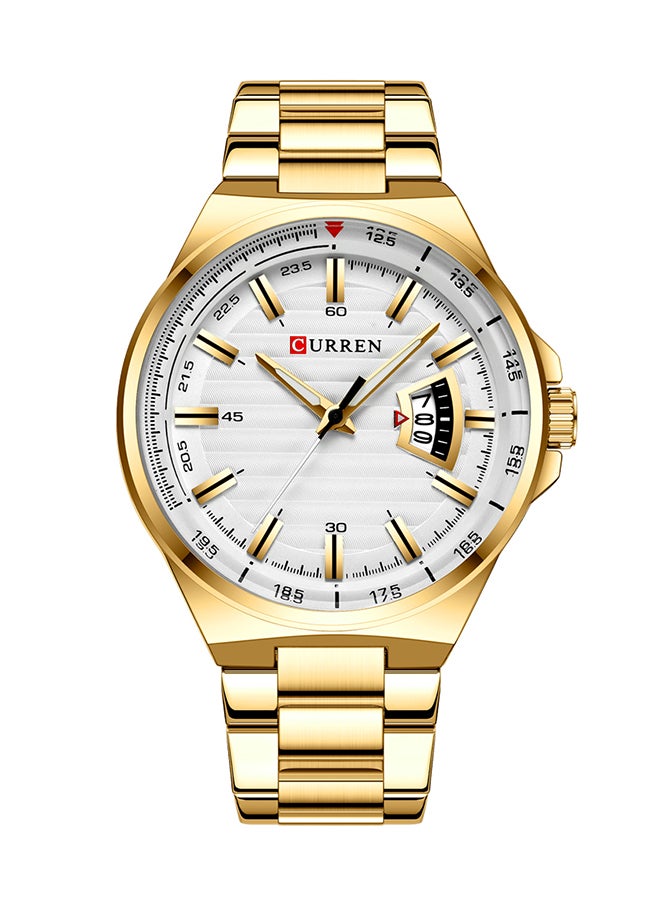 CURREN - Men's Waterproof Stainless Steel BAnd With CalAnder Quartz Watch 8375 - 45 mm - Gold - Image 1