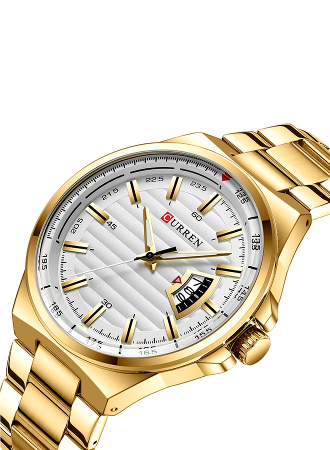 CURREN - Men's Waterproof Stainless Steel BAnd With CalAnder Quartz Watch 8375 - 45 mm - Gold - Image 1