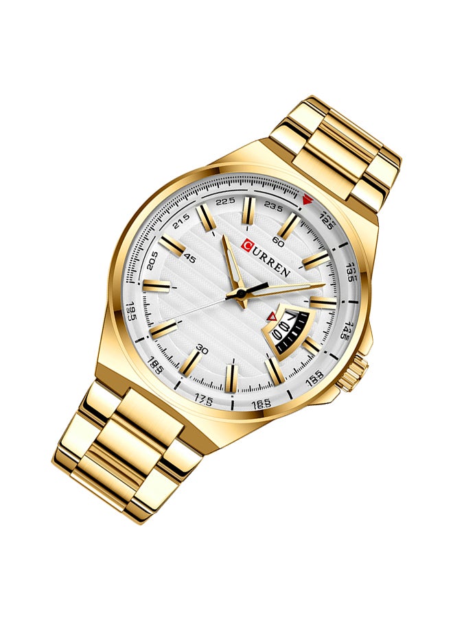 CURREN - Men's Waterproof Stainless Steel BAnd With CalAnder Quartz Watch 8375 - 45 mm - Gold - Image 1