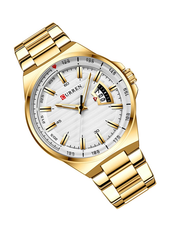 CURREN - Men's Waterproof Stainless Steel BAnd With CalAnder Quartz Watch 8375 - 45 mm - Gold - Image 1