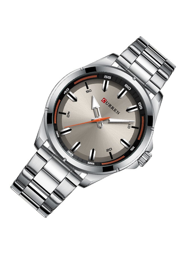 كارين ساعة يد كوارتز كاجوال بسوار من الإستانلس ستيل مقاومة للماء قياس 8320 - مقاس 46 مم - لون فضي للرجال - Image 4