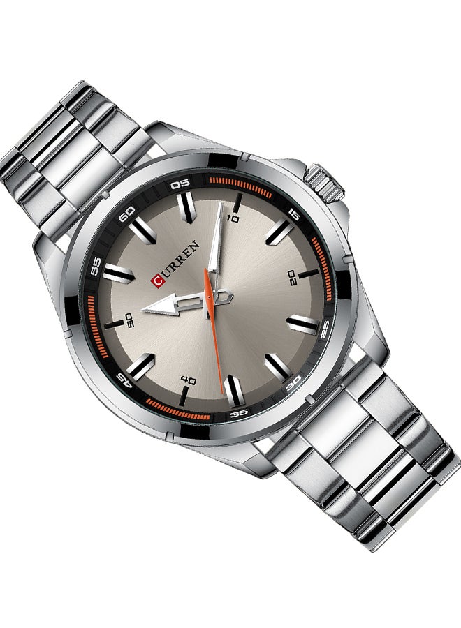 كارين ساعة يد كوارتز كاجوال بسوار من الإستانلس ستيل مقاومة للماء قياس 8320 - مقاس 46 مم - لون فضي للرجال - Image 5