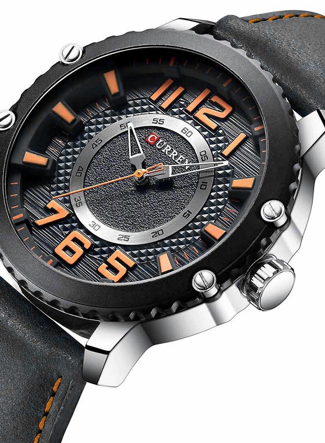 كارين ساعة يد كوارتز كاجوال بسوار من الجلد مقاومة للماء من جينيون طراز 8341 - مقاس 48 مم - لون أزرق للرجال - Image 2