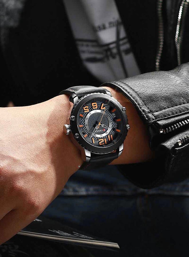 كارين ساعة يد كوارتز كاجوال بسوار من الجلد مقاومة للماء من جينيون طراز 8341 - مقاس 48 مم - لون أزرق للرجال - Image 3