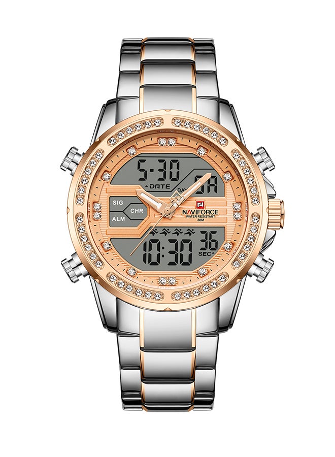 NAVIFORCE Men's Stainless Steel Analog Digital Wrist Watch NF9190 S/RG  45 mm Sliver Best Price Egypt Cairo, Giza