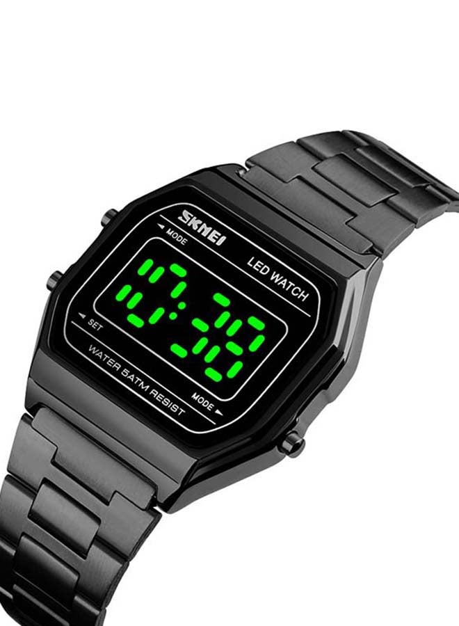سكمي ساعة يد رقمية فاخرة بسوار من الستانلس ستيل مقاومة للماء بشاشة LED طراز 1646 للرجال - Image 2