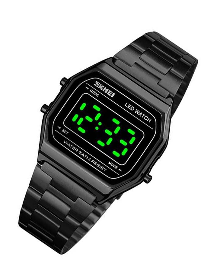 سكمي ساعة يد رقمية فاخرة بسوار من الستانلس ستيل مقاومة للماء بشاشة LED طراز 1646 للرجال - Image 3